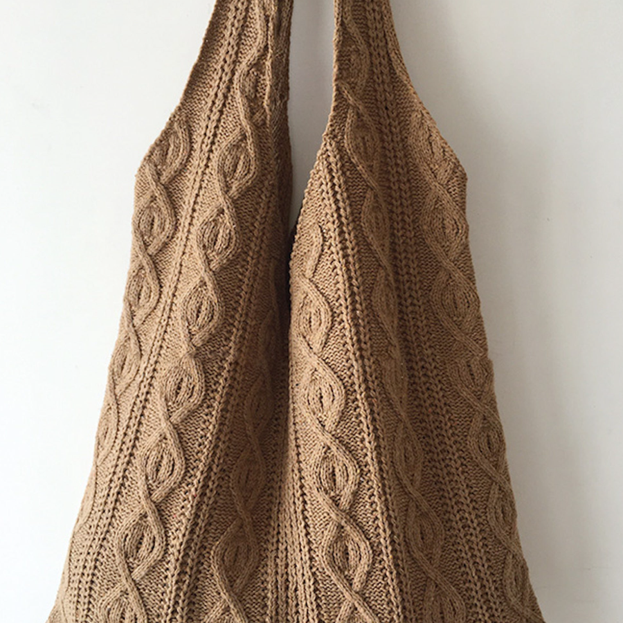 Women’s Retro Artsy Twist Cotton Knitted Shoulder Bag for Boho Everyday Style & Gifts