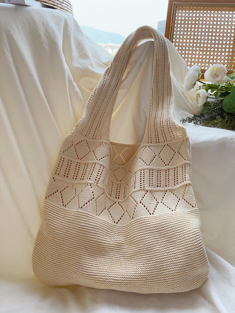 Women’s Retro Cotton Knitted Shoulder Bag for Boho Everyday Style & Gifts