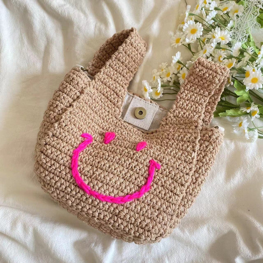 Women’s Handmade Crochet Smiley Bag Purse for Boho Everyday Style & Gifts
