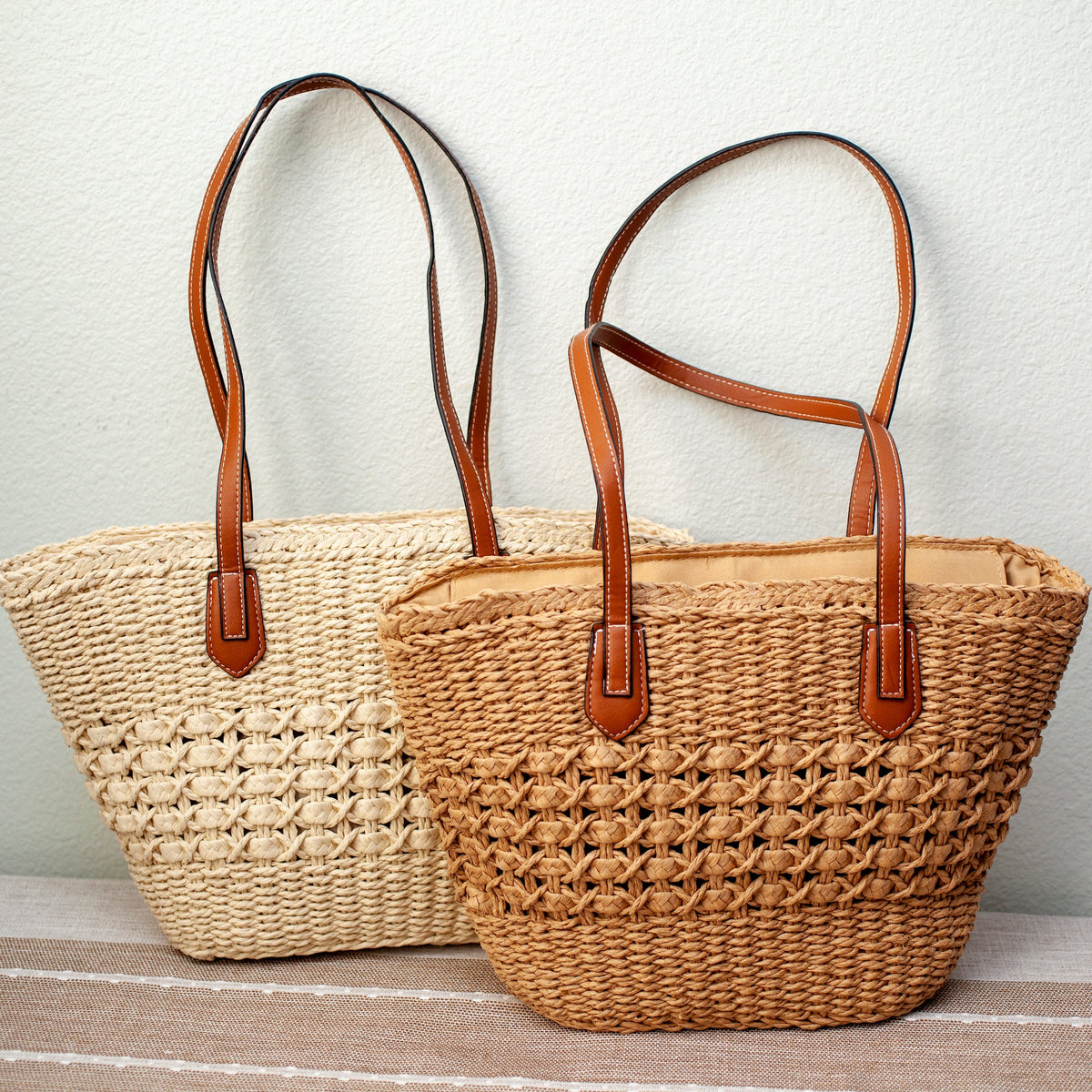 Women’s Straw Basket Tote Bag for Beach, Vacation & Summer Outfits