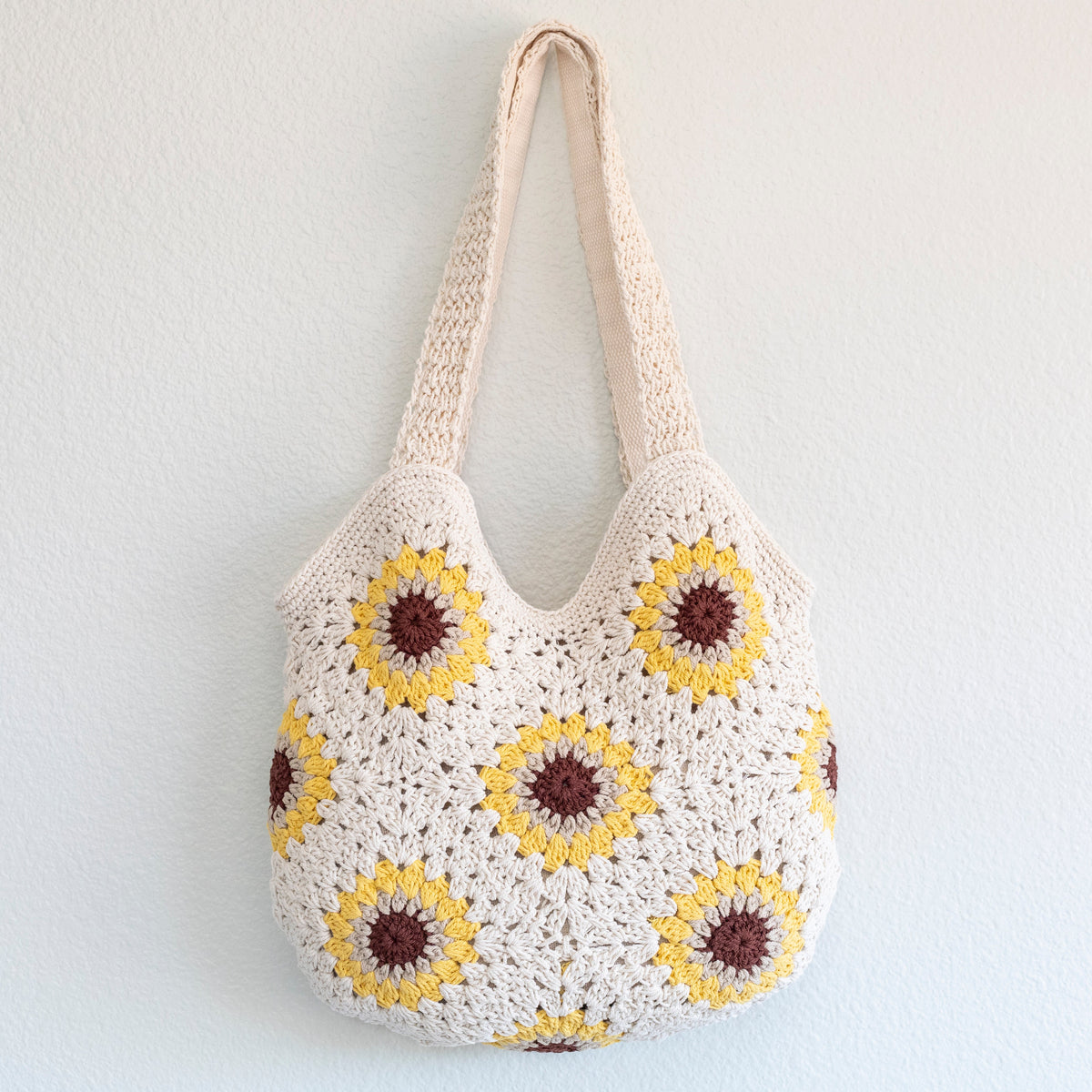 Women’s Crochet Sunflower Granny Square Tote for Boho Everyday Style & Gifts