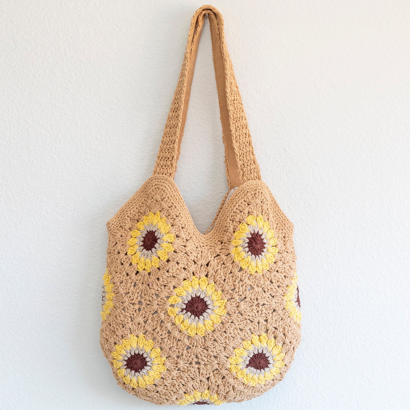 Women’s Crochet Sunflower Granny Square Tote for Boho Everyday Style & Gifts