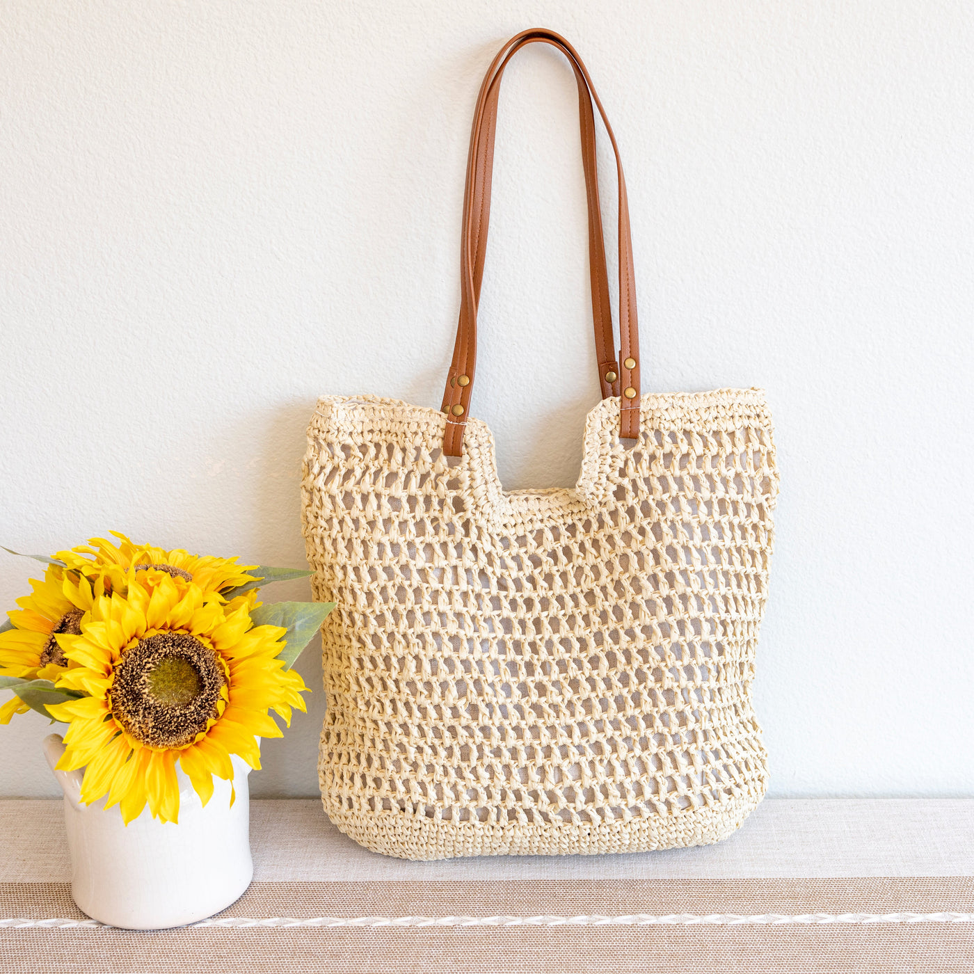 Women’s Lightweight Straw Woven Square Tote Bag for Beach, Vacation & Summer Outfits