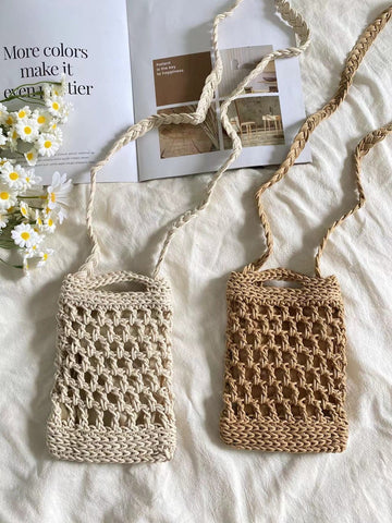 Gehäkelte Umhängetasche aus Baumwolle für Frauen, für den alltäglichen Boho-Stil & als Geschenk