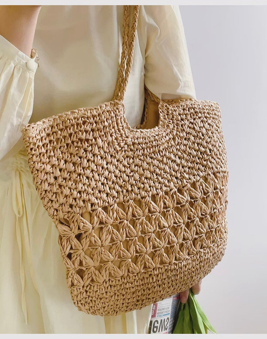 Women’s Large Straw Woven Tote Bag for Beach, Vacation & Summer Outfits