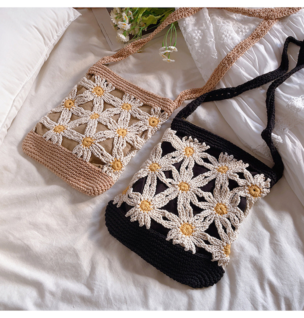 Women’s Crochet Cotton Mini Daisy Purse for Boho Everyday Style & Gifts