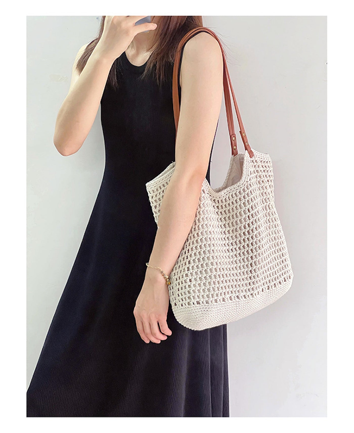 Women’s Oversized Cotton Knitted Shoulder Bag for Boho Everyday Style & Gifts