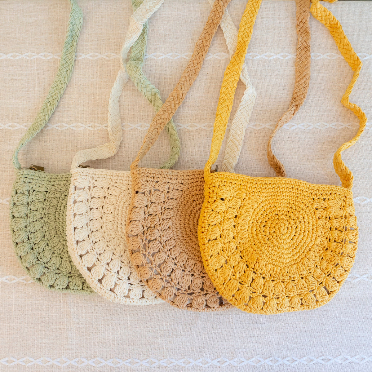 Women’s Small Boho Cotton Knitted Shoulder Bag Purse for Boho Everyday Style & Gifts
