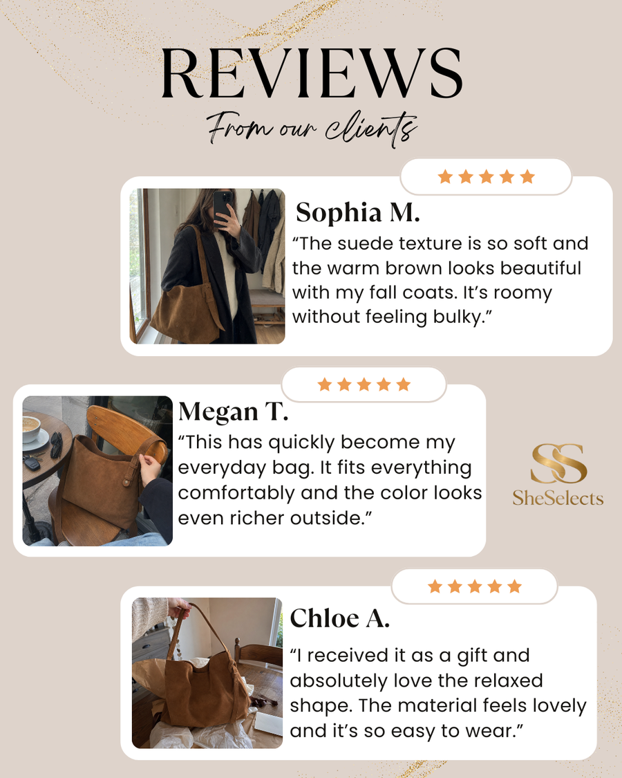 Brown Suede Look Hobo Bag, Slouchy Vegan Leather Shoulder Purse for Women