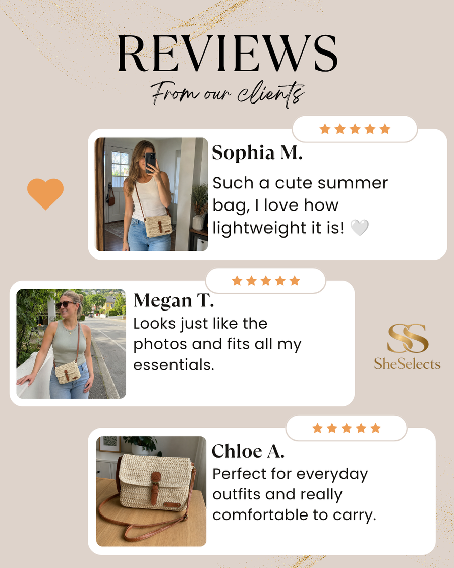 Woven Straw Crossbody Bag, Summer Shoulder Purse with Buckle, Boho Vacation Gift for Her