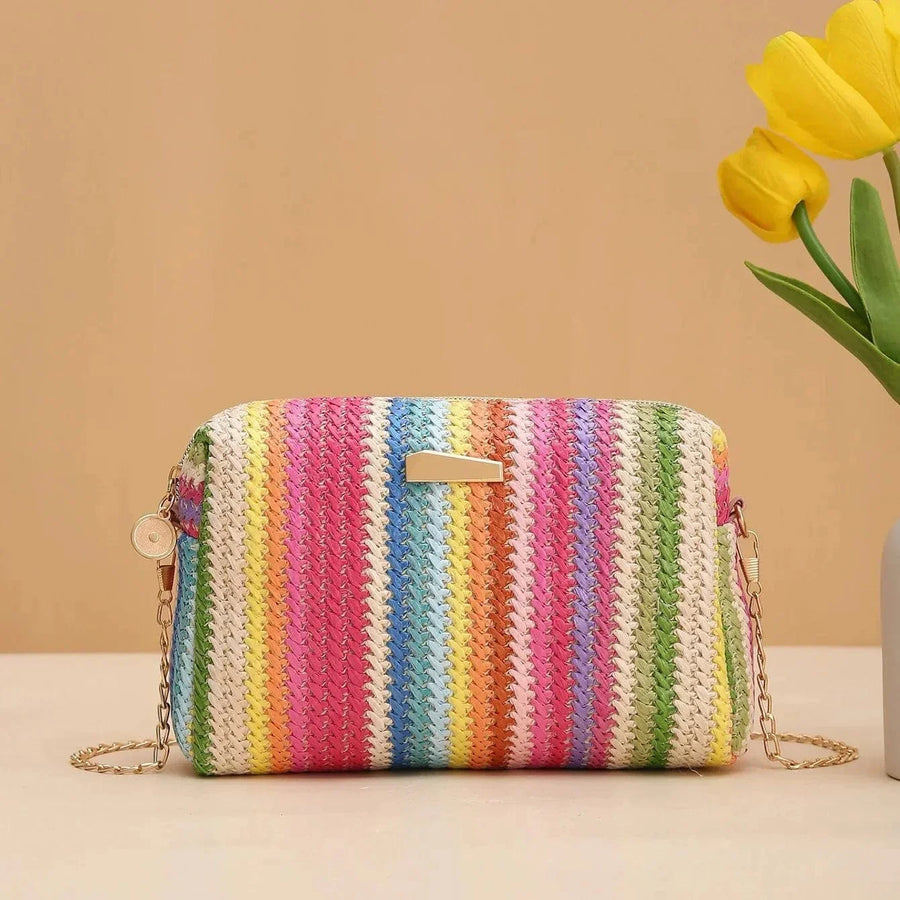 Straw Summer Bag for Women, Natural Summer Vacation Purse in Green, styled as a SheSelects summer accessory