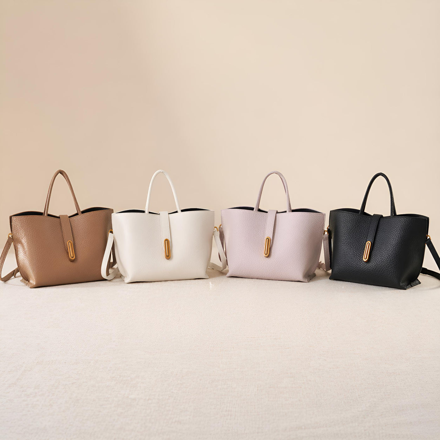 Vegan Leather Tote Bag, Minimalist Shoulder Handbag, High Capacity Zipper Purse, Resort Tote, SheSelects Atelier summer style
