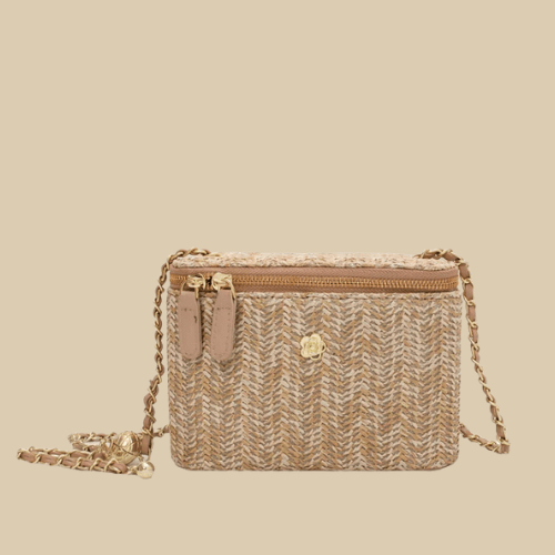 Straw Summer Bag for Women, Natural Summer Vacation Purse in Black, styled as a SheSelects summer accessory