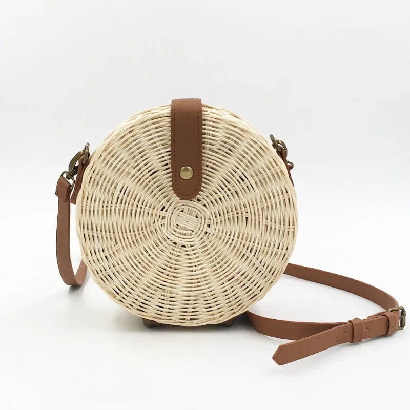 Rattan Round Bag for Women, Boho Summer Crossbody Purse, styled as a SheSelects summer accessory