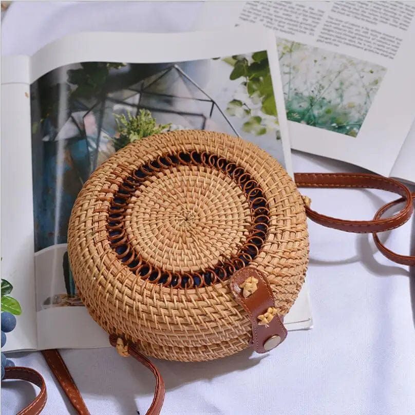 Rattan Crossbody Bag for Women, Woven Summer Purse with Easy Strap, styled as a SheSelects summer accessory