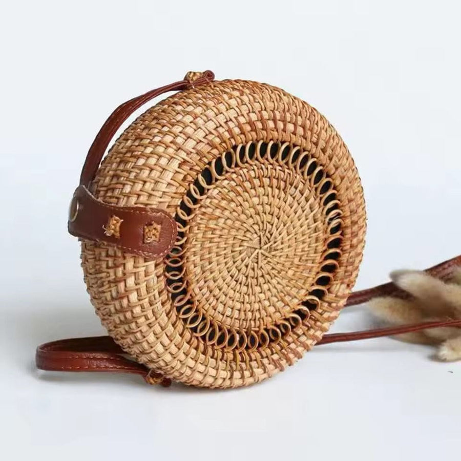 Rattan Crossbody Bag for Women, Woven Summer Purse with Easy Strap, styled as a SheSelects summer accessory