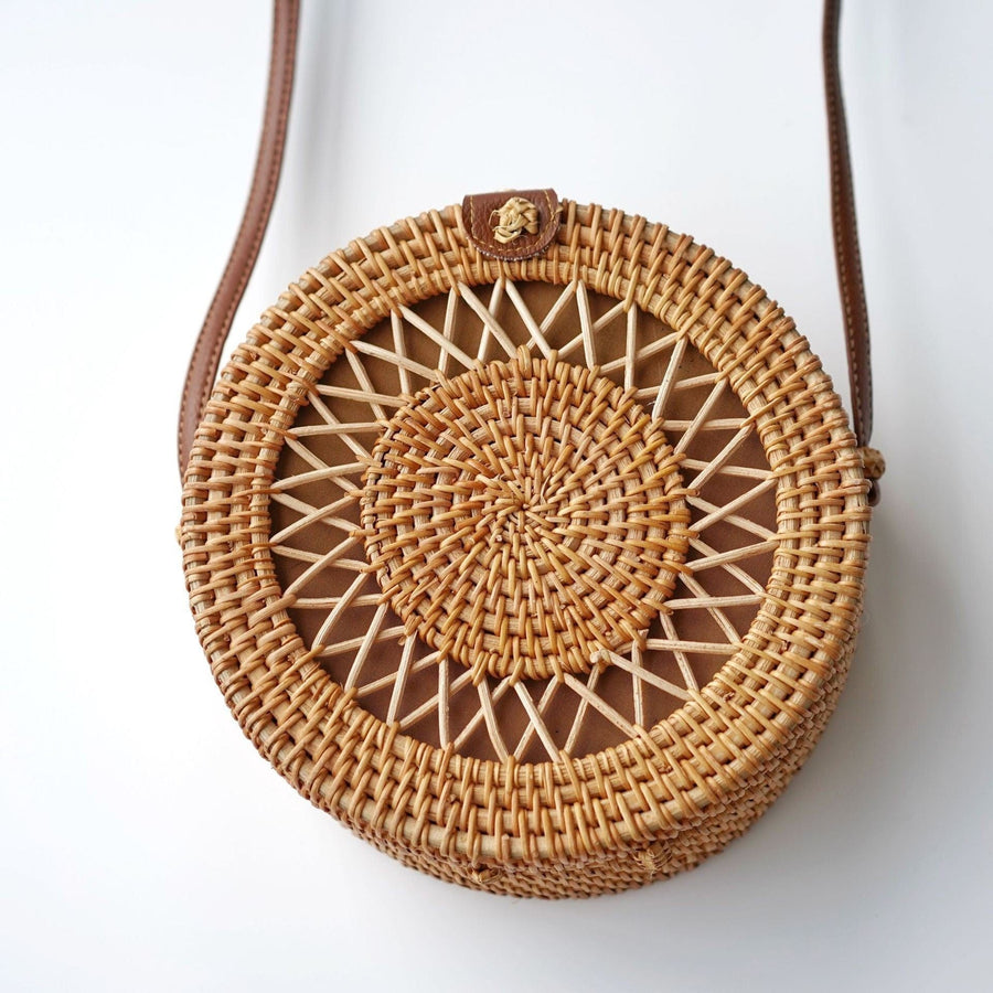 Rattan Shoulder Bag for Women, Natural Woven Summer Purse, styled as a SheSelects summer accessory