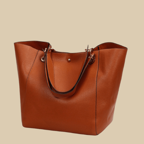 Vegan Leather Tote Bag for Women, Soft Everyday Shoulder Purse in Purple, styled as a SheSelects summer accessory