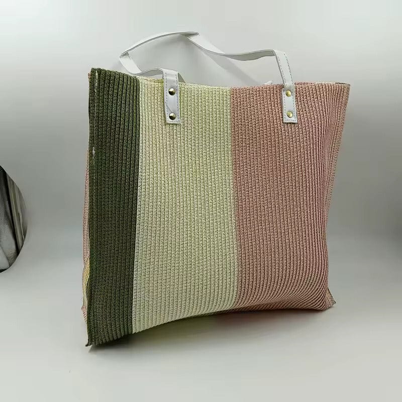 Straw Beach Bag for Women, Lightweight Summer Vacation Purse in Purple, styled as a SheSelects summer accessory