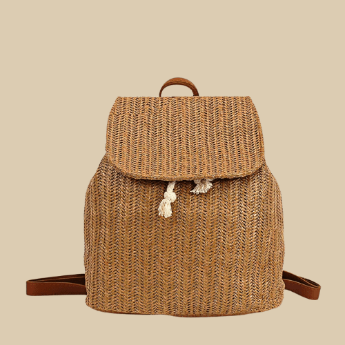 Straw Belt Bag for Women, Hands Free Summer Festival Bag in Coffee, styled as a SheSelects summer accessory