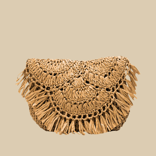 Raffia Handbag for Women, Natural Woven Summer Purse in Beige, styled as a SheSelects summer accessory