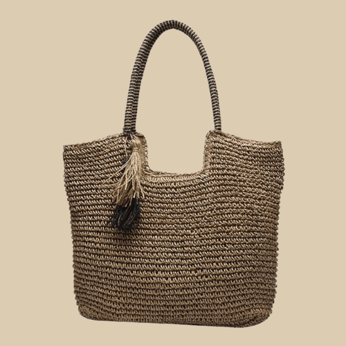 Straw Tote Bag for Women, Woven Summer Beach and Vacation Purse, styled as a SheSelects summer accessory