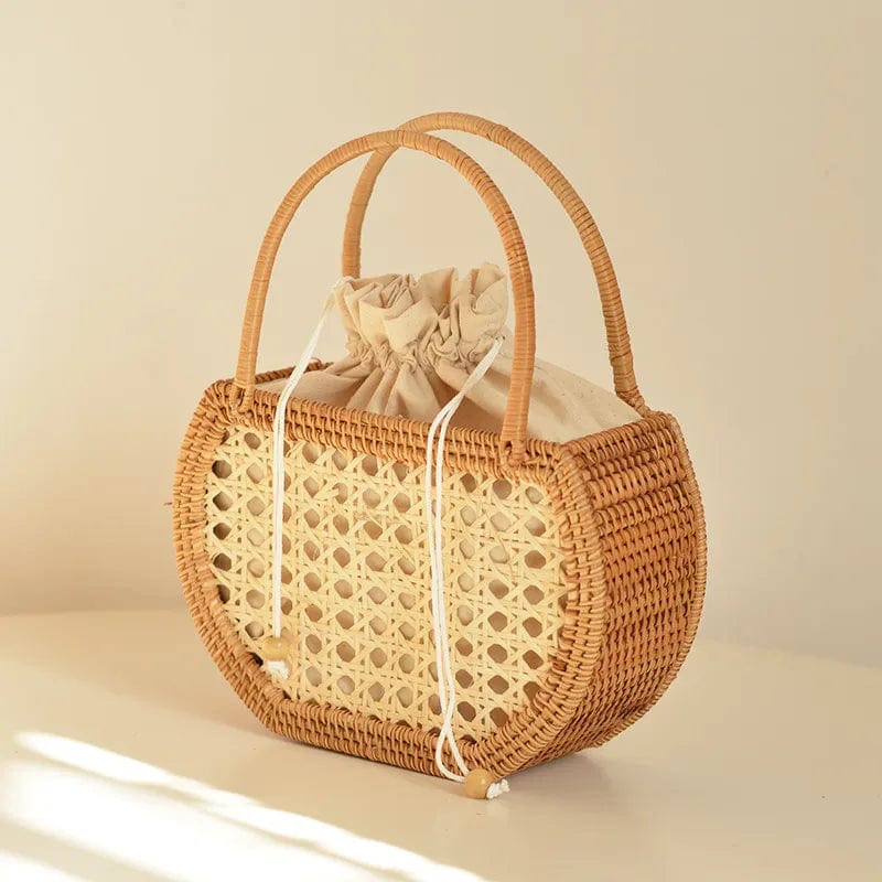 Wicker Round Bag for Women, Boho Summer Crossbody Purse, styled as a SheSelects summer accessory