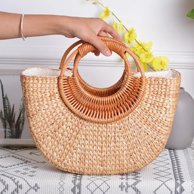 Wicker Summer Bag for Women, Natural Summer Vacation Purse, styled as a SheSelects summer accessory