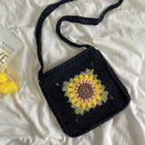 Women’s Handmade Crochet Sunflower Purse Crossbody Bag for Boho Everyday Style & Gifts