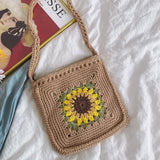 Women’s Handmade Crochet Sunflower Purse Crossbody Bag for Boho Everyday Style & Gifts