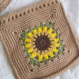 Women’s Handmade Crochet Sunflower Purse Crossbody Bag for Boho Everyday Style & Gifts