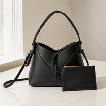 Vegan Leather Hobo Bag, Canvas Shoulder Purse with Crossbody Strap and Pouch