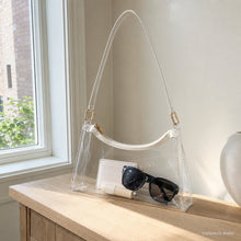 Transparente PVC-Schultertasche mit Leder- oder goldfarbenem Kettenriemen