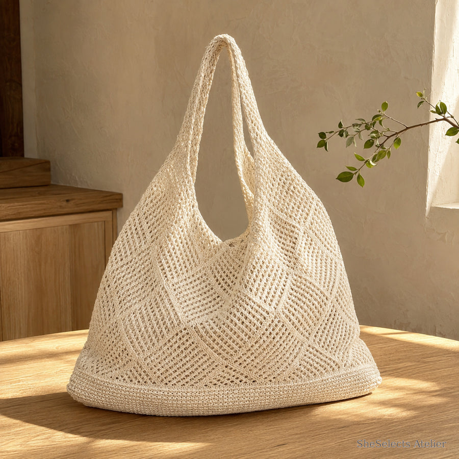 SheSelects Atelier gallery refresh 2026-08-01 | Large Crochet Tote Bag | hero apricot