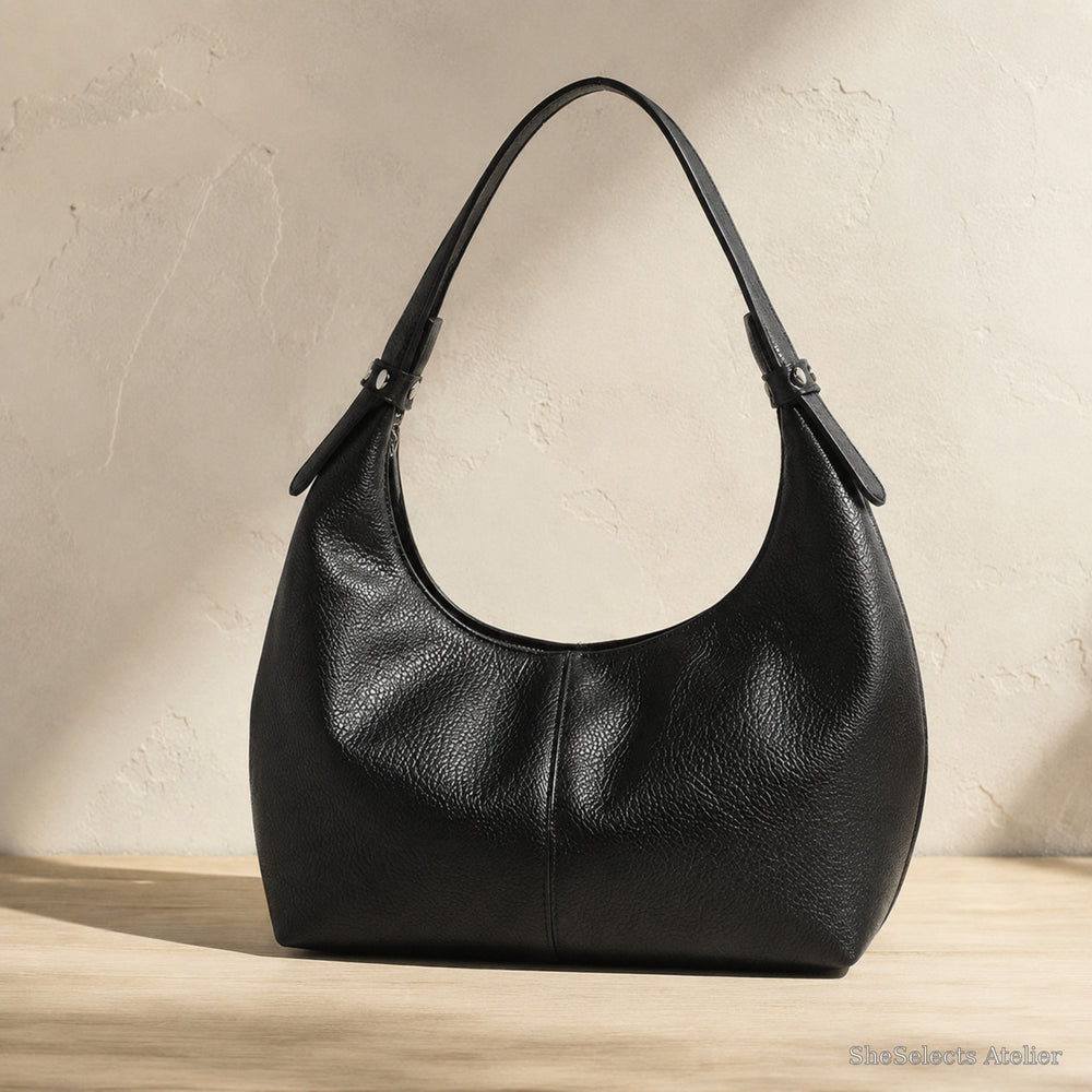 Dumpling Shoulder Bag, Textured Crescent Underarm Purse in Five Colors