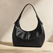 Dumpling Shoulder Bag, Textured Crescent Underarm Purse in Five Colors | hero black | SheSelects Atelier