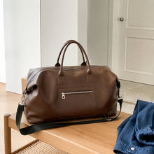 Large Vegan Leather Weekender Bag, Carry-On Duffel with Shoulder Strap