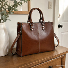 Genuine Cowhide Handbag, Vintage Structured Crossbody and Top Handle Bag for Women