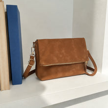 Vegan Leather Envelope Crossbody Bag, Vintage Foldover Zipper Purse