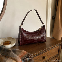 Mini Croc Embossed Shoulder Bag, Glossy Baguette Purse in 13 Colors