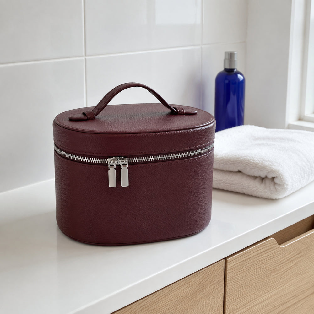 Vegan Leather Makeup Organizer, Large Travel Cosmetic Case with Removable Dividers