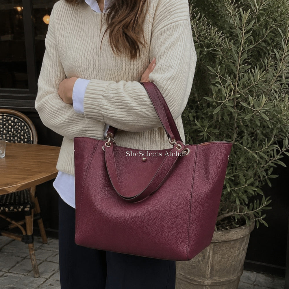 Soft Vegan Leather Tote Bag, Large Everyday Shoulder Purse for Women