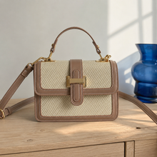 Small Textured Tote Bag with Top Handle and Crossbody Strap