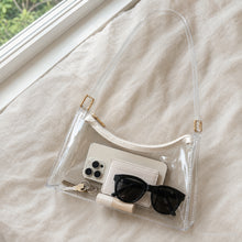 Transparente PVC-Schultertasche mit Leder- oder goldfarbenem Kettenriemen
