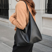 Large Vegan Leather Hobo Bag, Soft Slouchy Shoulder Tote for Women | model black | SheSelects Atelier