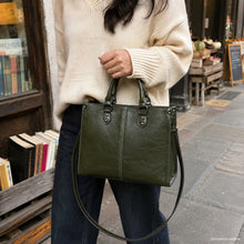 Genuine Cowhide Handbag, Vintage Structured Crossbody and Top Handle Bag for Women