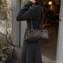 Glossy Vegan Leather East West Bag, Y2K Baguette Shoulder Purse with Zipper