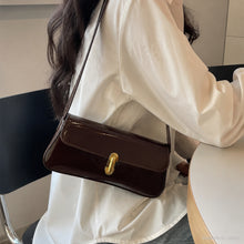 Sac baguette brillant en cuir vegan, sac à épaule Y2K à rabat pour femme