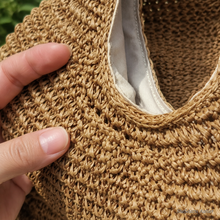 Große Stroh-Hobo-Tasche, weicher gewebter Schulter-Shopper für den Sommer