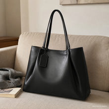 Large Vegan Leather Tote Bag, Structured Work and Travel Shoulder Purse for Women